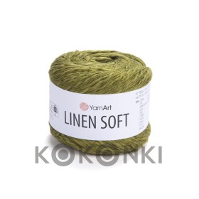 Włóczka YarnArt Linen Soft / 100 g / len wiskoza bawełna / 7314 / oliwka