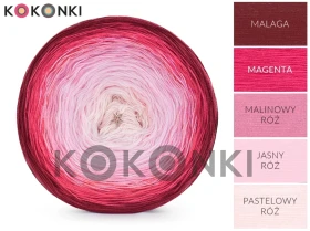 KOKONEK_Classic B243 Zrób Mi Mamo - Malaga/magenta/malinowy róż/jasny róż/pastelowy róż / 4 nitki / 1200 m / 320 g - GOTOWY