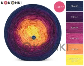 KOKONEK_Classic HITOWY A390 Granat/fiolet/jeżyna/piwonia/mango/intensywny żółty / 4 nitki / 1200 m / 320 g - GOTOWY