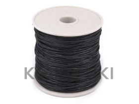 Sznurek bawełniany woskowany 1mm / 20m / czerń