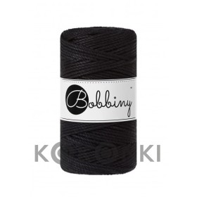 Sznurek skręcany 3-żyłowy bawełniany Bobbiny 3ply Macrame Rope / Czerń / Black / 3mm / 100m