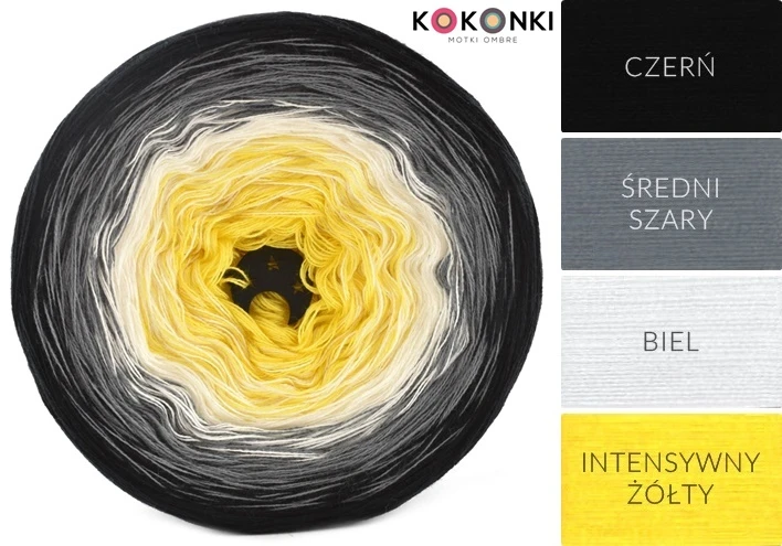 KOKONEK Czerń/średni szary/biel/intensywny żółty