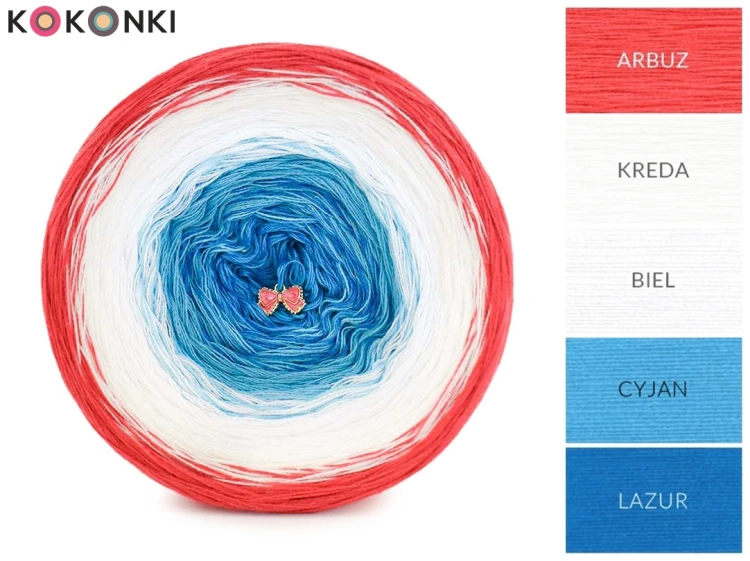 KOKONEK_Classic B198 The White Temple - Arbuz/kreda/biel/cyjan/lazur, 3 nitki, 1200 m, 240 g - GOTOWY