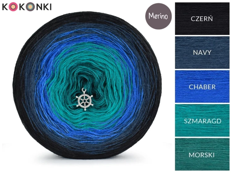 KOKONEK Merino 721 November rain - Czerń/navy/chaber/szmaragd/morski