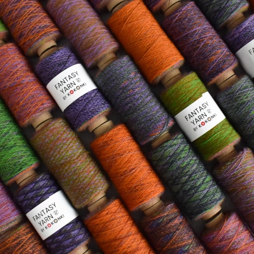 Nić fantazyjna FANTASY YARN by KOKONKI / tęcza alpaca-wool / halloween / szpulka ~ 700 m