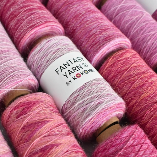Nić fantazyjna FANTASY YARN by KOKONKI / tęcza alpaca-wool / słodka / szpulka ~ 700 m