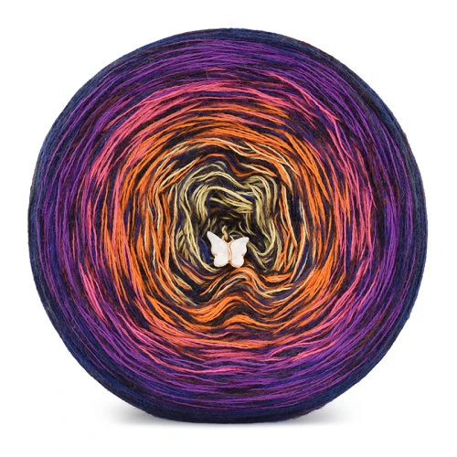KOKONEK Rare Merino R121 - Granat/ciemny cyklamen/bajeczny róż/pomarańcz/ptysiowy + tęcza burza