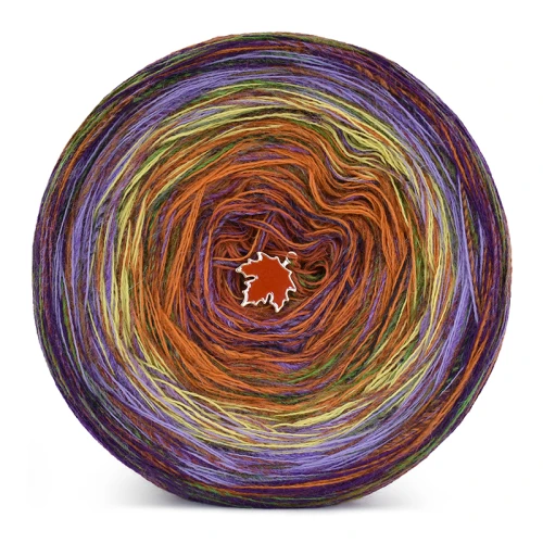 KOKONEK Rare Merino R125 - Śliwka/jasny fiolet/limetka/koniak/cegła + tęcza halloween