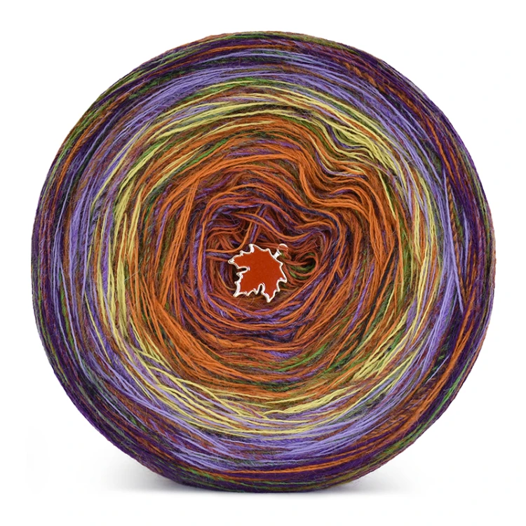 KOKONEK Rare Merino R125 - Śliwka/jasny fiolet/limetka/koniak/cegła + tęcza halloween