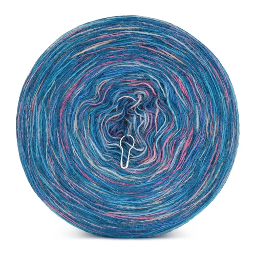 KOKONEK Rare Merino R124 - Petrol II + tęcza rafa koralowa