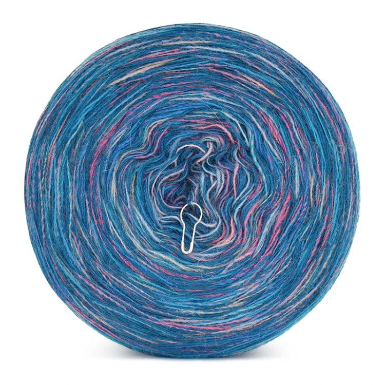 KOKONEK Rare Merino R124 - Petrol II + tęcza rafa koralowa