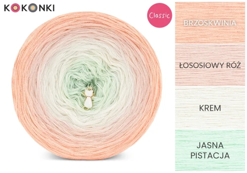 KOKONEK Classic B222 Peach Fuzz 4 - Brzoskwinia/łososiowy róż/krem/jasna pistacja