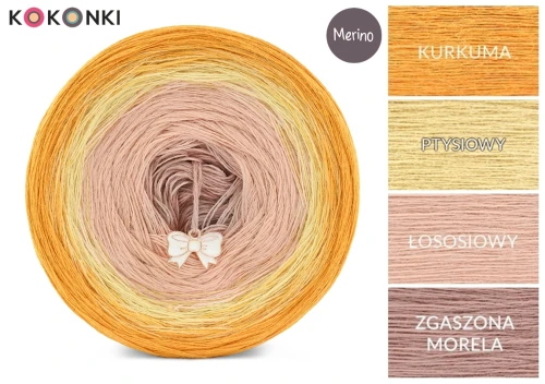 KOKONEK Merino 787 Peach Fuzz 3 - Kurkuma/ptysiowy/łososiowy/zgaszona morela