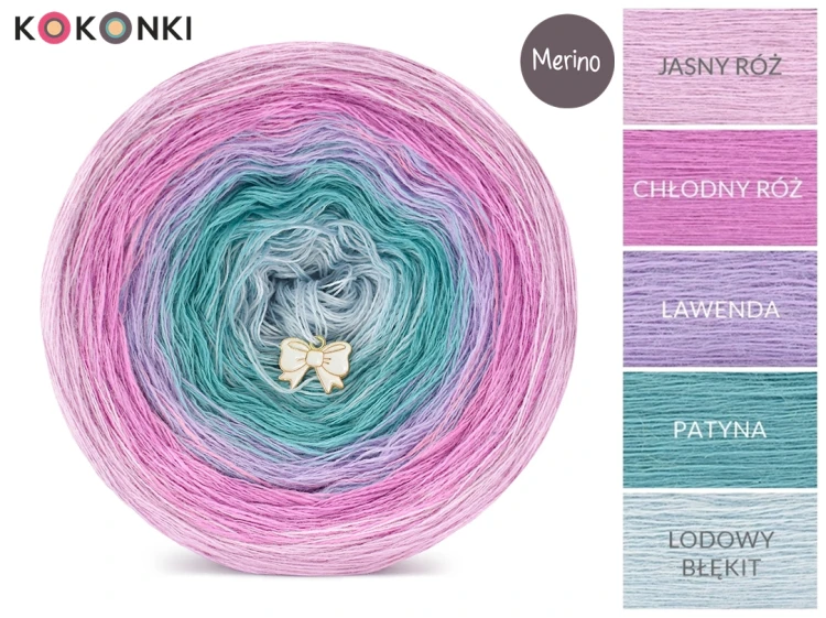 KOKONEK Merino 794 Sparkle - Jasny róż/chłodny róż/lawenda/patyna/lodowy błękit