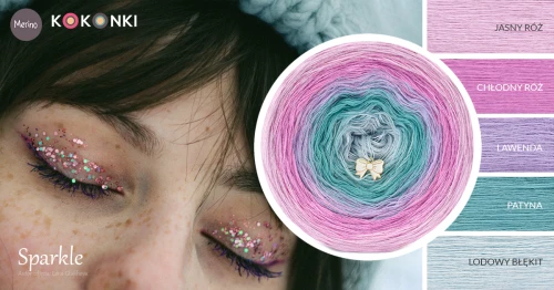 KOKONEK Merino 794 Sparkle - Jasny róż/chłodny róż/lawenda/patyna/lodowy błękit