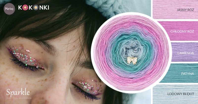 KOKONEK Merino 794 Sparkle - Jasny róż/chłodny róż/lawenda/patyna/lodowy błękit