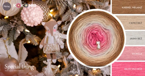 KOKONEK Merino 789 Special thing - Karmel melanż/ciepły beż/jasny beż/morela/bajeczny róż