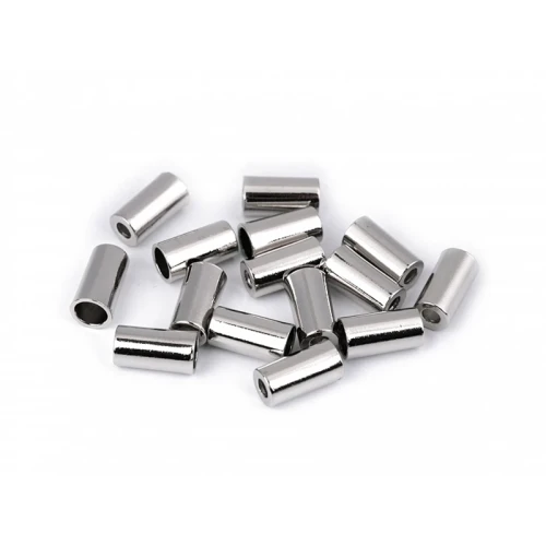 Końcówka do sznurka metalowa / Ø3,5 mm / 8 x 15 mm / nikiel / Ø3,5 mm / 4 szt.