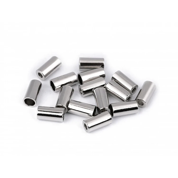 Końcówka do sznurka metalowa / Ø3,5 mm / 8 x 15 mm / nikiel / Ø3,5 mm / 4 szt.