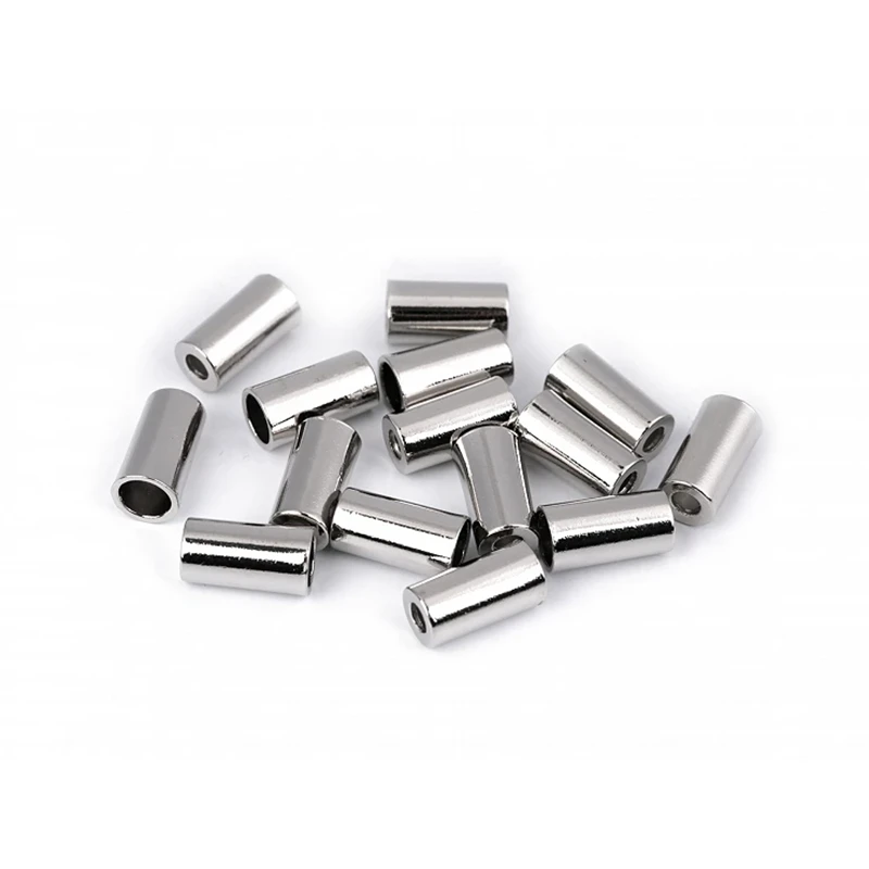 Końcówka do sznurka metalowa / Ø3,5 mm / 8 x 15 mm / nikiel / Ø3,5 mm / 4 szt.