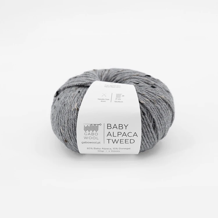 Włóczka Gabo Wool Baby Alpaca Tweed T401 / jasny szary
