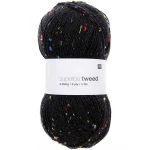 Włóczka skarpetkowa Rico Design Superba Tweed 4ply 008 / czerń