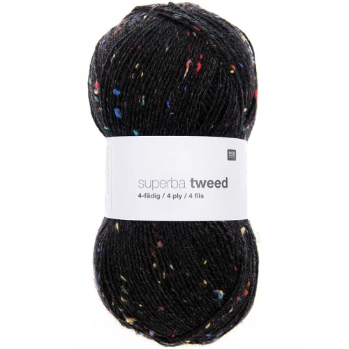 Włóczka skarpetkowa Rico Design Superba Tweed 4ply 008 / czerń