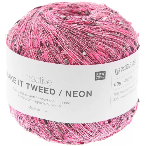 Nić / Włóczka fantazyjna Rico Design Creative Make It Tweed Neon 002 / fuchsia