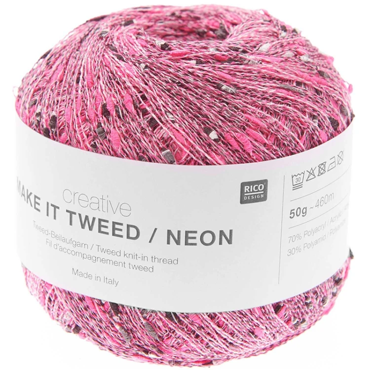 Nić / Włóczka fantazyjna Rico Design Creative Make It Tweed Neon 002 / fuchsia