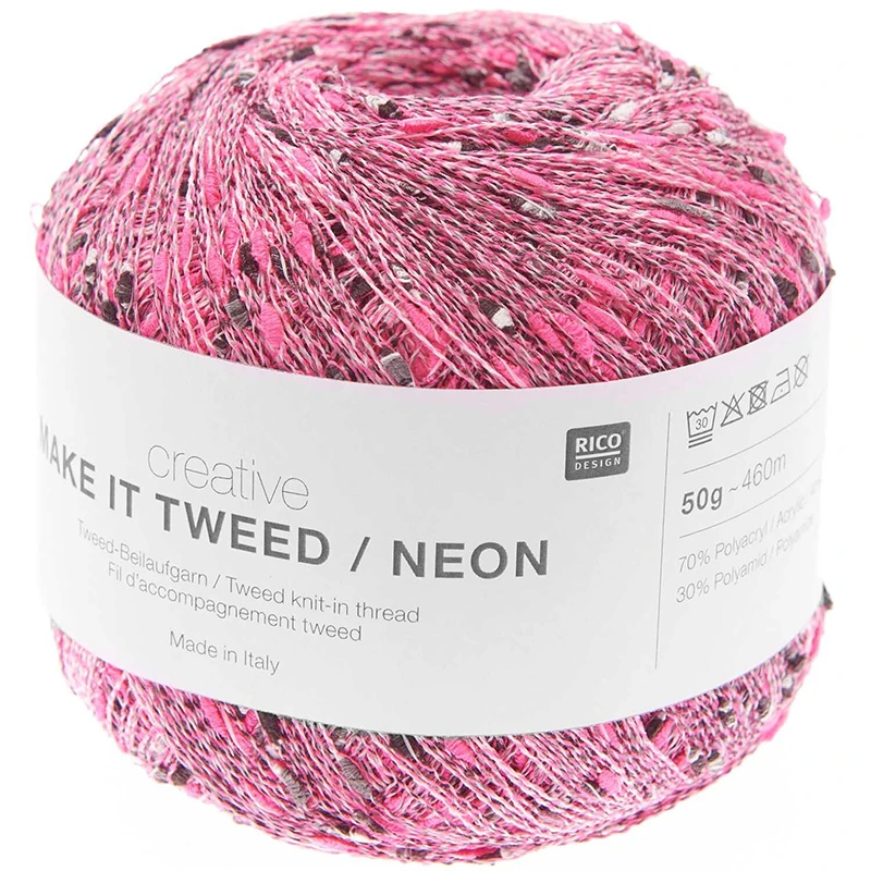 Nić / Włóczka fantazyjna Rico Design Creative Make It Tweed Neon 002 / fuchsia