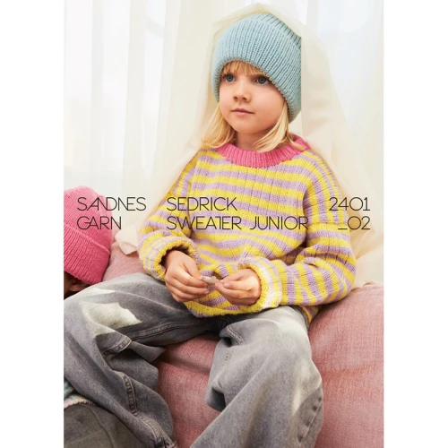 Wzór druty Sandnes Garn  Sedrick Sweater Junior 2401_02  - w języku angielskim