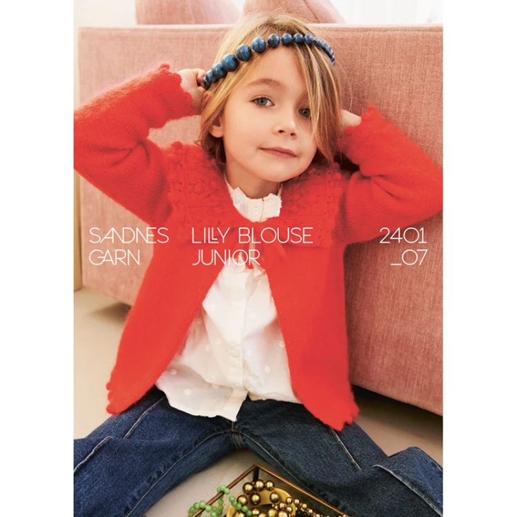 Wzór druty Sandnes Garn  Lily Blouse Junior 2401_07  - w języku angielskim