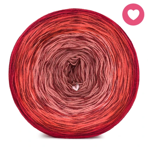 KOKONEK Rare Merino W07 Walentynki - Czerwień/jarzębina/jasna malwa/malwa + bordo