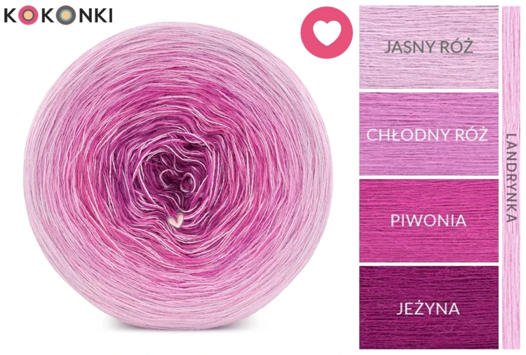 KOKONEK Rare Merino W08 Walentynki - Jasny róż/chłodny róż/piwonia/jeżyna + landrynka