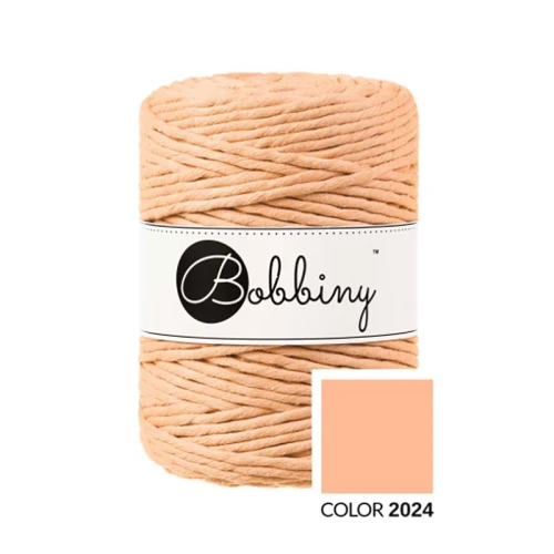 Sznurek skręcany 3-żyłowy bawełniany Bobbiny 3ply Macrame Rope / Peach Fuzz / Brzoskwiniowy / 5mm / 100m
