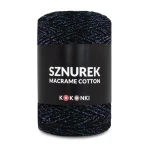 Sznurek Macrame Cotton Shine by KOKONKI 2mm / rolka 200m / 298 czerń + skarabeusz LUREX