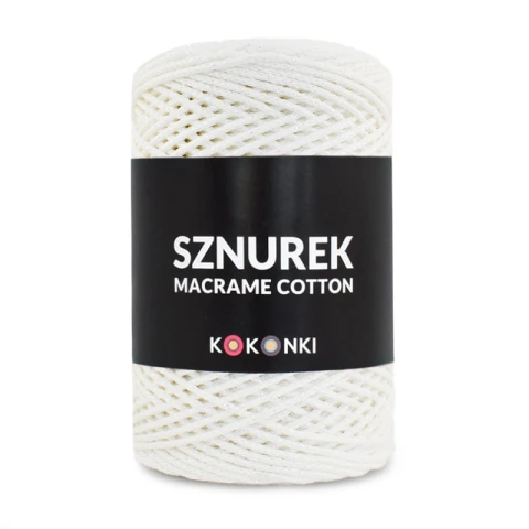 Sznurek Macrame Cotton Shine by KOKONKI 2mm / rolka 200m / 291 ecru + opalizujący LUREX