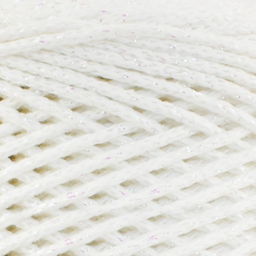 Sznurek Macrame Cotton Shine by KOKONKI 2mm / rolka 200m / ecru + opalizujący LUREX
