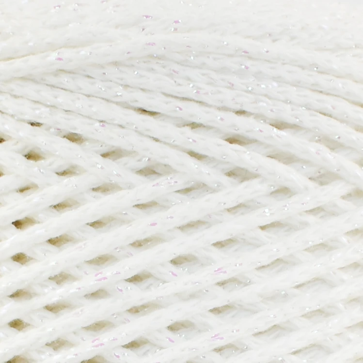 Sznurek Macrame Cotton Shine by KOKONKI 2mm / rolka 200m / ecru + opalizujący LUREX
