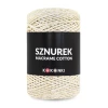 Sznurek Macrame Cotton Shine by KOKONKI 2mm / rolka 200m / krem + złoty LUREX (wiązany)