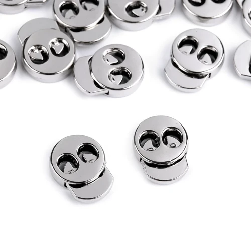 Stoper do sznurka metalowy  15x18mm / okrągły / nikiel / 4 szt./ 880143