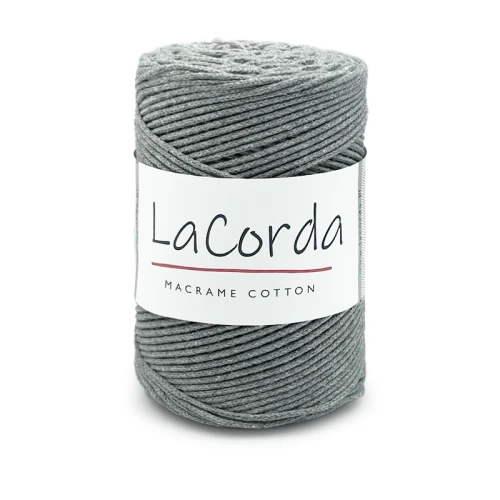 Sznurek La Corda Macrame Cotton 2mm / rolka 200m / 130 średni szary