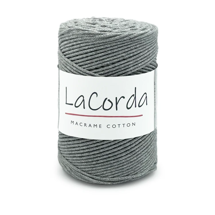 Sznurek La Corda Macrame Cotton 2mm / rolka 200m / 130 średni szary