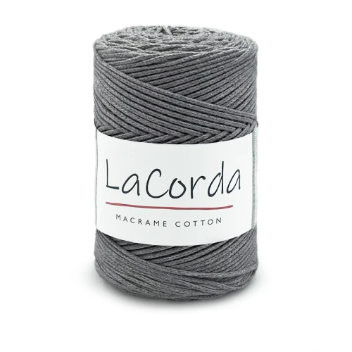Sznurek La Corda Macrame Cotton 2mm / rolka 200m / 140 ciemny szary