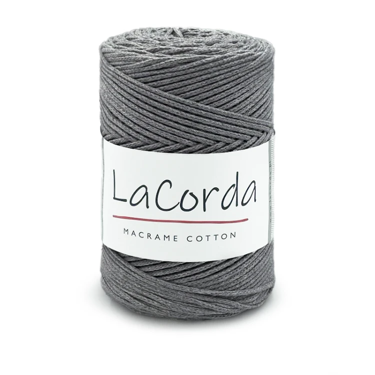 Sznurek La Corda Macrame Cotton 2mm / rolka 200m / 140 ciemny szary