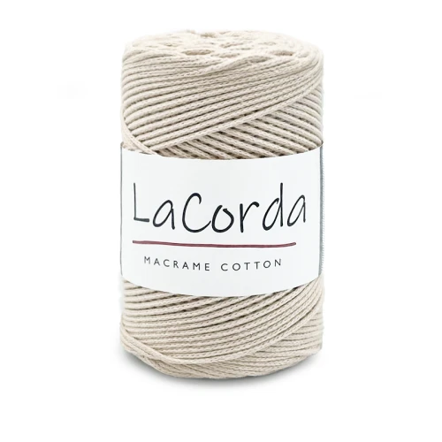 Sznurek La Corda Macrame Cotton 2mm / rolka 200m / 190 beż