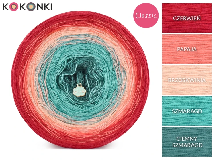 KOKONEK Classic B232 Emilia - Czerwień/papaja/brzoskwinia/szmaragd/ciemny szmaragd