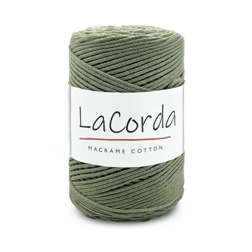 Sznurek La Corda Macrame Cotton 2mm / rolka 200m / 500 chłodna zieleń