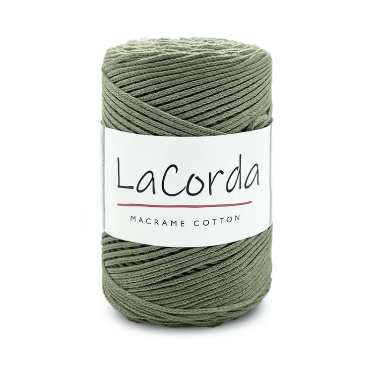Sznurek La Corda Macrame Cotton 2mm / rolka 200m / 500 chłodna zieleń
