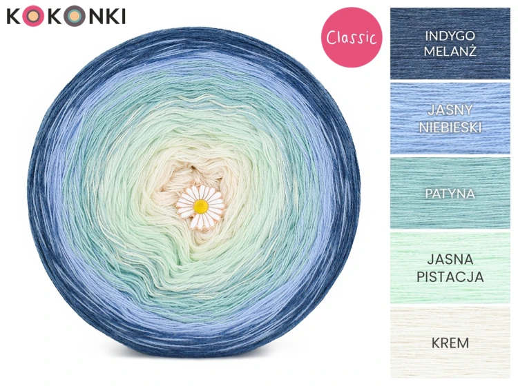 KOKONEK Classic B233 Marianna - Indygo melanż/jasny niebieski/patyna/jasna pistacja/krem